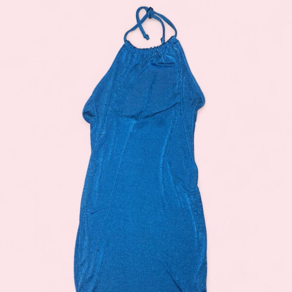 Nasty Gal Blue Halter Knit Dress